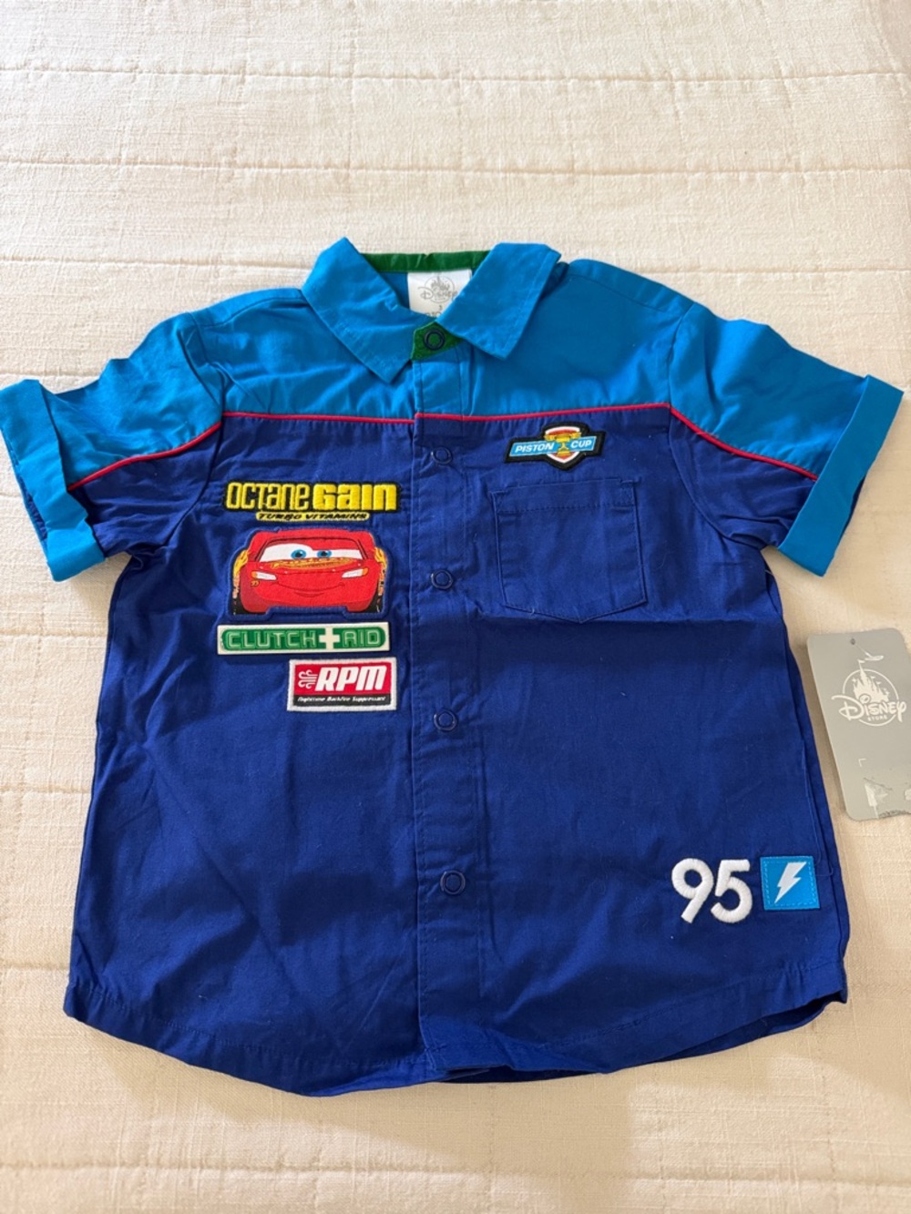 Disney Cars Short Sleeve Racing Patch Shirt - Blue Teal